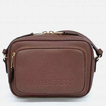Pre Owned Burberry Brown Leather camera bag