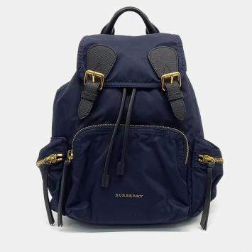Pre Owned Burberry Navy Blue Nylon Rucksack Backpack