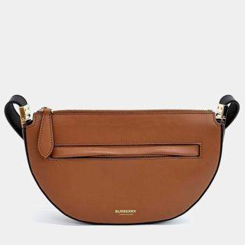 Pre Owned Burberry Brown Leather Olympia Mini Bag