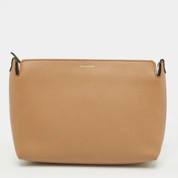 Pre Owned Burberry Brown/White Leather Medium Clutch