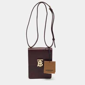 Pre Owned Burberry Burgundy Leather Robin Crossbody Bag