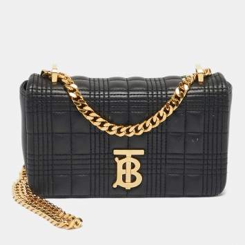 Pre Owned Burberry Black Quilted Leather Mini Lola Chain Crossbody Bag