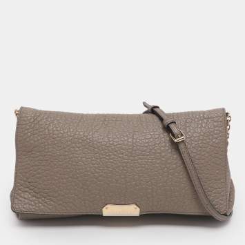 Pre Owned Burberry Taupe Grain Leather Madison Shoulder Bag
