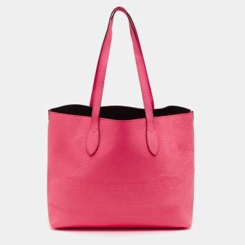 Pre Owned Burberry Neon Pink Leather Remington Tote