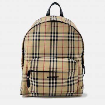 Pre Owned Burberry Nova Check Beige Canvas Backpack 