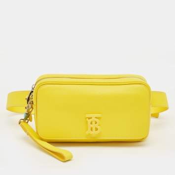 Pre Owned Burberry Yellow Leather TB Belt Bag