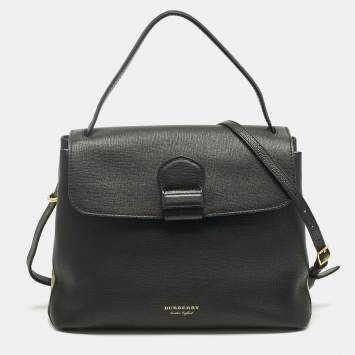 مملوكة مسبقًا Burberry Black Leather and House Check Fabric Medium Camberley Top Handle Bag