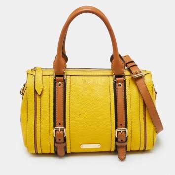 مملوكة مسبقًا Burberry Alchester Yellow/Brown Leather Bowler Bag