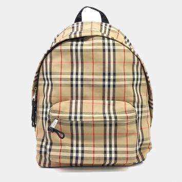 Pre Owned حقيبة ظهر بربري قماش بيج