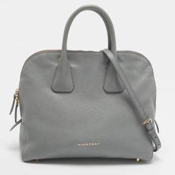 Pre Owned حقيبة ساتشل بربري جلد أزرق فاتح غرينوود