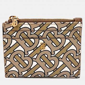 مملوكة مسبقًا Burberry Beige/Multicolor Leather Card Wallet