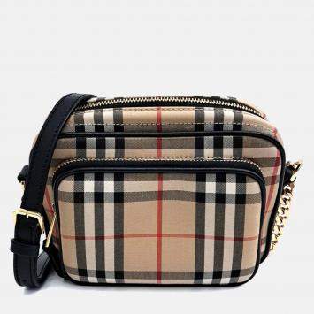 مملوكة مسبقًا Burberry Beige Fabric Mini Camera Bag