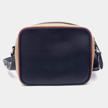 Pre Owned Burberry Black Multicolor Canvas Mini Crossbody Bag