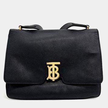 Pre Owned Burberry Black Leather TB Alice Shoulder Bag