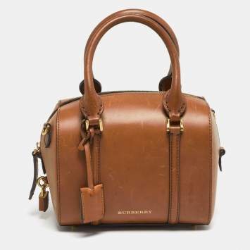 Pre Owned Burberry Alchester Small Tan Leather Bowler Bag