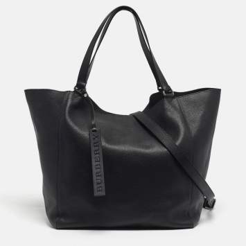 Pre Owned Burberry Billings Black Leather Shopper Tote