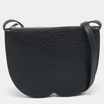 Pre Owned Burberry Chess Mini Black Leather Crossbody Bag