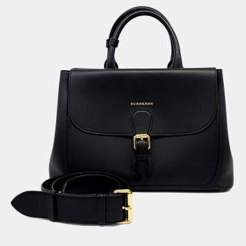 Pre Owned حقيبة يد وحقيبة كتف بربري جلد أسود