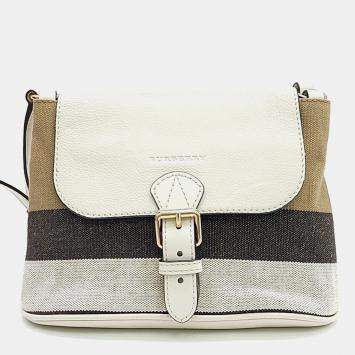 Pre Owned حقيبة كروس بودي بربري كانفاس وجلد