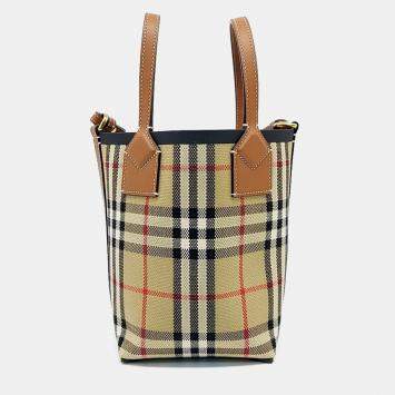 Pre Owned حقيبة يد بربري معدنية كانفس بيج وكتف كروسبودي