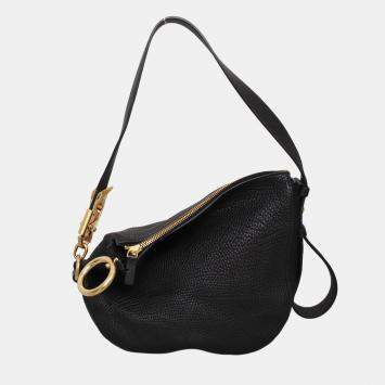 Pre Owned Burberry Small Black Leather Knight Shoulder Bag