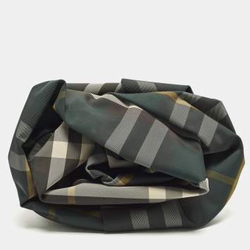 Pre Owned Burberry Rose Ruched Multicolor Checkered Nylon Clutch