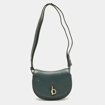 Pre Owned Burberry Rocking Horse Green Leather Crossbody Bag