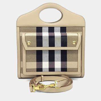 Pre Owned Burberry Multicolor Canvas and Leather Pocket Bag Mini