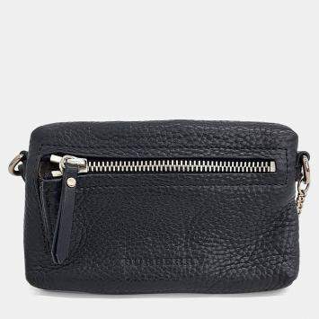Pre Owned Burberry Black Leather Mini Crossbody Bag