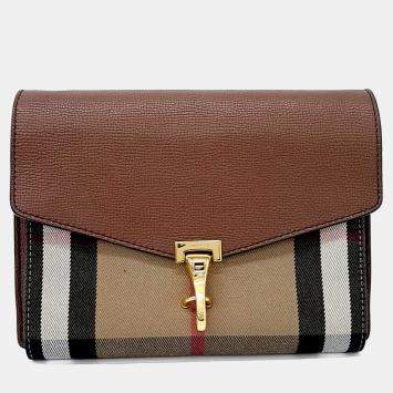 Pre Owned Burberry Brown Leather Macken Crossbody Bag