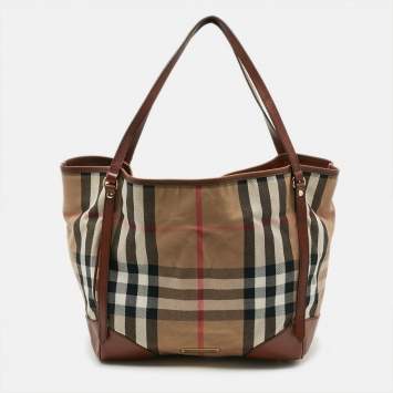 مملوكة مسبقًا Burberry Canterbury Brown/Beige House Check Canvas and Leather Tote