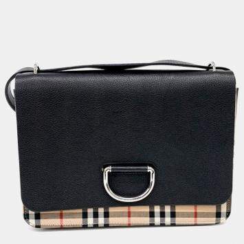 مملوكة مسبقًا Burberry D-ring Black Multicolor Leather Shoulder Bag