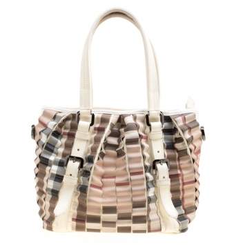 Pre Owned Burberry Cream Cartridge Nova Check Lowry Tote
