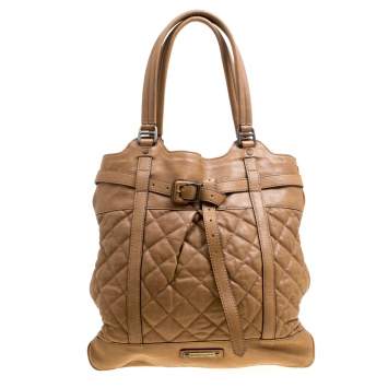 Pre Owned Burberry Brown Quilted Leather Tote