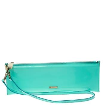 Pre Owned Burberry Mint Green Patent Leather Parmoor Clutch