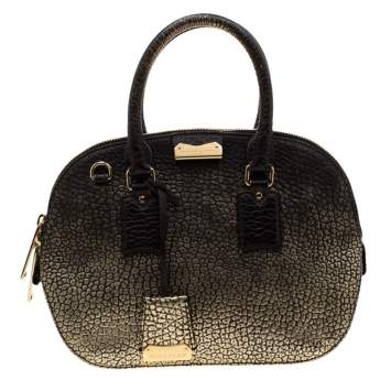 Pre Owned Burberry Gold/Black Ombre Leather Small Orchard Bowler Bag