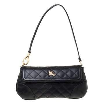 Pre Owned Burberry Black Quilted Leather Pochette