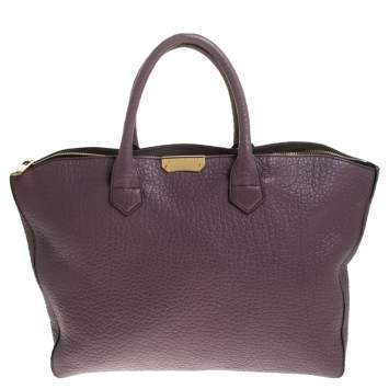 Pre Owned Burberry Lilac Leather Medium Dewsbury Tote 