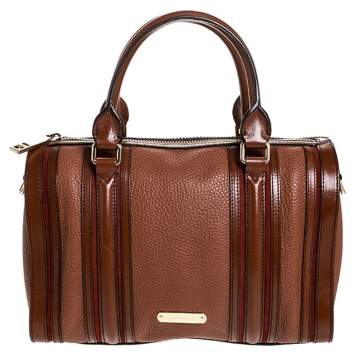 Pre Owned Burberry Brown Leather Alchester Bowler Bag