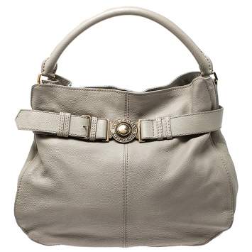 Pre Owned Burberry Grey Leather Lambeth Hobo