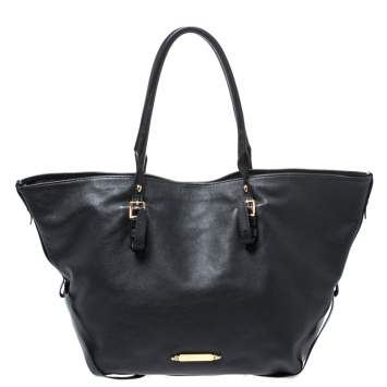 Pre Owned Burberry Black Leather Salisbury Tote