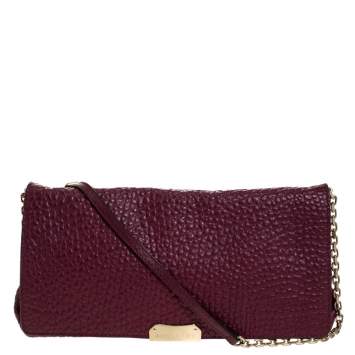 Pre Owned Burberry Burgundy Leather Madison Crossbody Bag