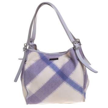 Pre Owned Burberry Purple Canvas Large Canterbury Tote