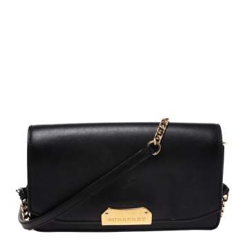Pre Owned Burberry Black Leather Madison Crossbody Bag