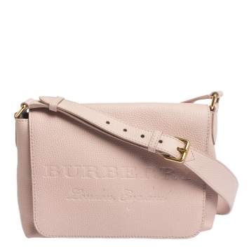 Pre Owned Burberry Light Pink Leather Small Burleigh Shoulder Bag