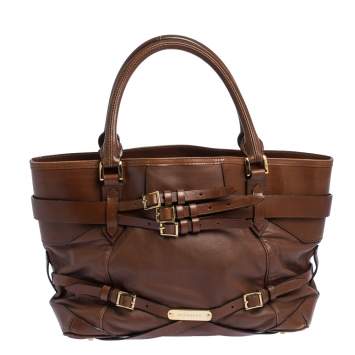 Pre Owned Burberry Brown Leather Medium Bridle Lynher Tote