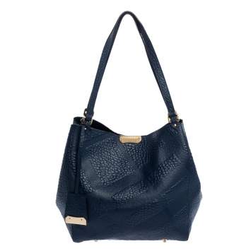 Pre Owned Burberry Blue Leather Canterbury Tote