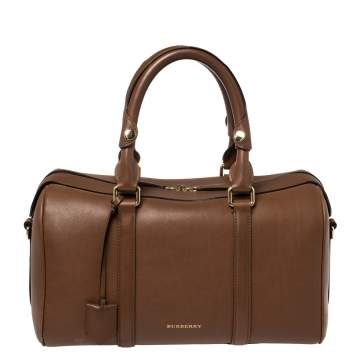 Pre Owned Burberry Tan Leather Medium Alchester Bowler Bag