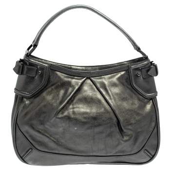 Pre Owned Burberry Metallic Anthracite Leather Fairby Hobo