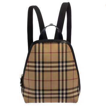 Pre Owned Burberry Beige Vintage Check Coated Canvas Backpack